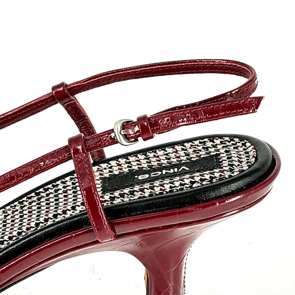 Vince Size 8.5 Burgundy Croc Print Leather Slingback Kitten Heels NEW Pumps $375 - Picture 6 of 16